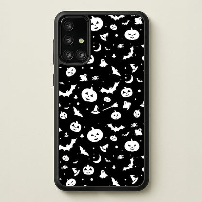Black and White Halloween Pattern  -  Phone Case for Galaxy A71