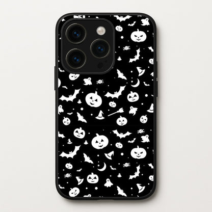 Black and White Halloween Pattern  -  Phone Case for iPhone 15 Pro Max
