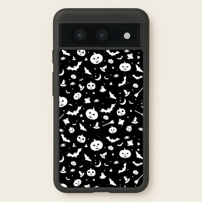 Black and White Halloween Pattern  -  Phone Case for Google Pixel 8a