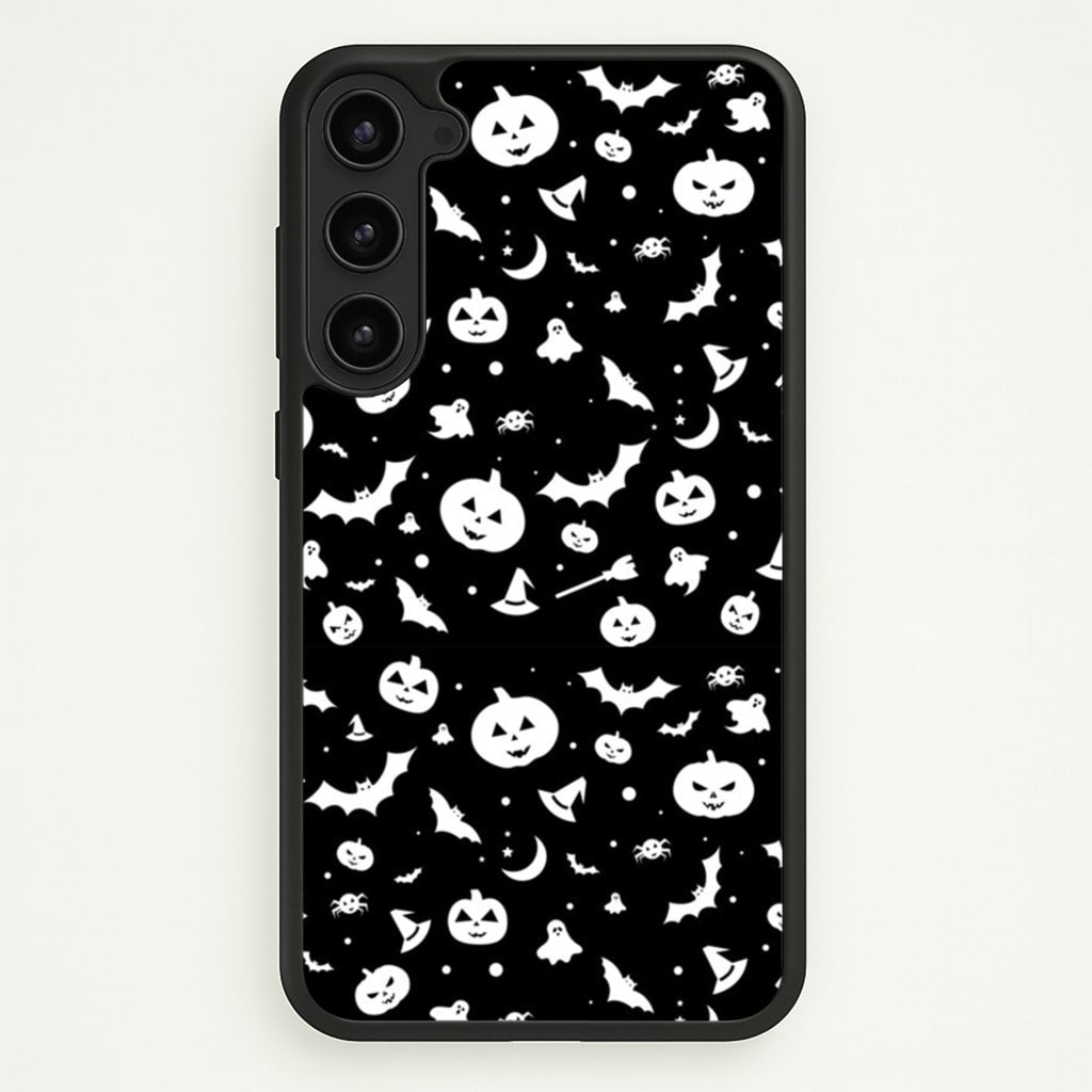 Black and White Halloween Pattern  -  Phone Case for Galaxy S23 Plus