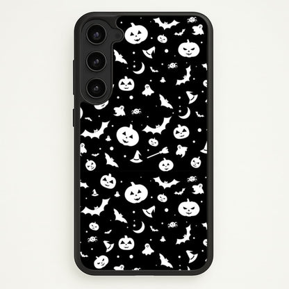 Black and White Halloween Pattern  -  Phone Case for Galaxy S23 Plus