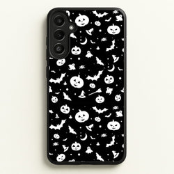 Black and White Halloween Pattern  -  Phone Case for Galaxy A34