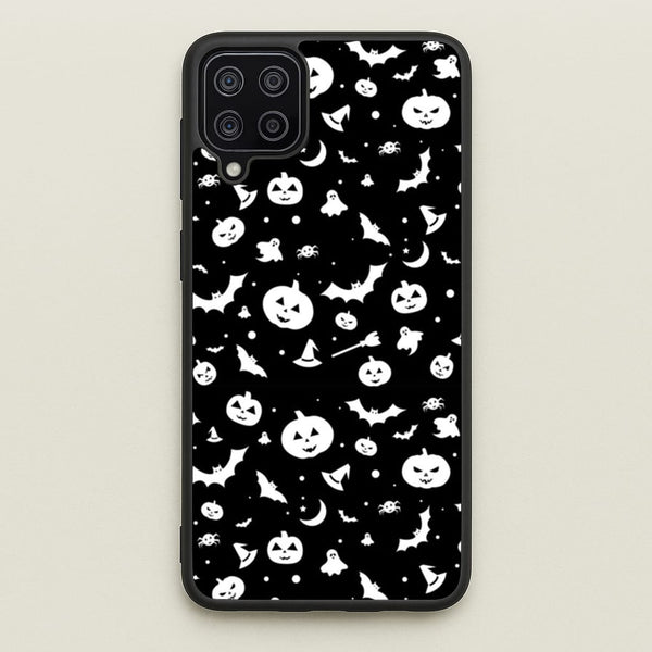Black and White Halloween Pattern  -  Phone Case for Galaxy A12
