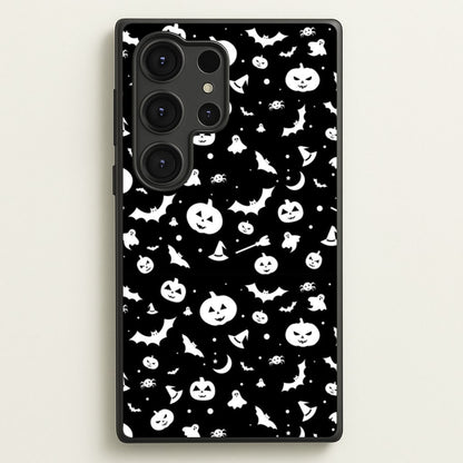 Black and White Halloween Pattern  -  Phone Case for Galaxy S25 Ultra