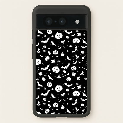 Black and White Halloween Pattern  -  Phone Case for Google Pixel 8