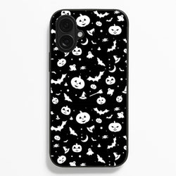 Black and White Halloween Pattern  -  Phone Case for iPhone 16 Plus