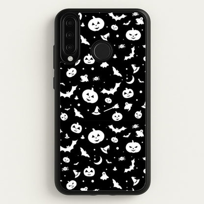Black and White Halloween Pattern  -  Phone Case for Huawei P30 Lite