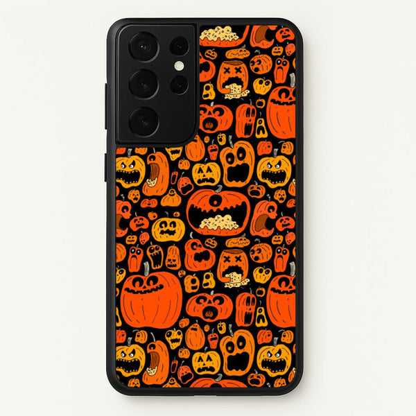 Scary Pumpkin Halloween Pattern  -  Phone Case for Galaxy S21 Ultra