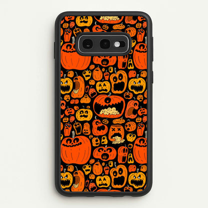 Scary Pumpkin Halloween Pattern  -  Phone Case for Galaxy S10e