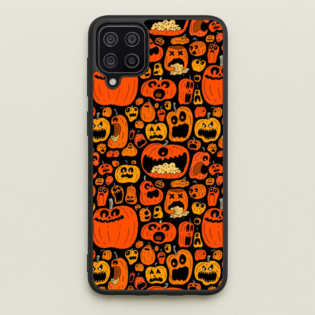 Scary Pumpkin Halloween Pattern  -  Phone Case for Galaxy A12