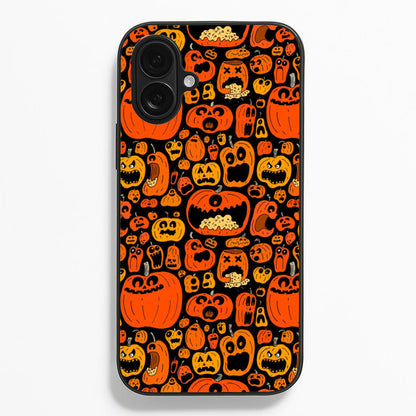 Scary Pumpkin Halloween Pattern  -  Phone Case for iPhone 16 Plus