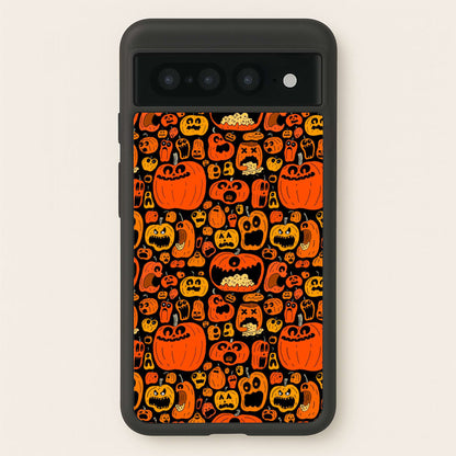 Scary Pumpkin Halloween Pattern  -  Phone Case for Google Pixel 7 Pro