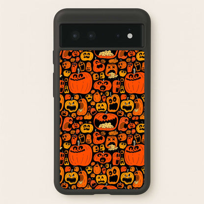 Scary Pumpkin Halloween Pattern  -  Phone Case for Google Pixel 6