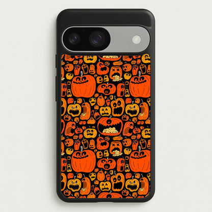 Scary Pumpkin Halloween Pattern  -  Phone Case for Google Pixel 9 / 9 Pro