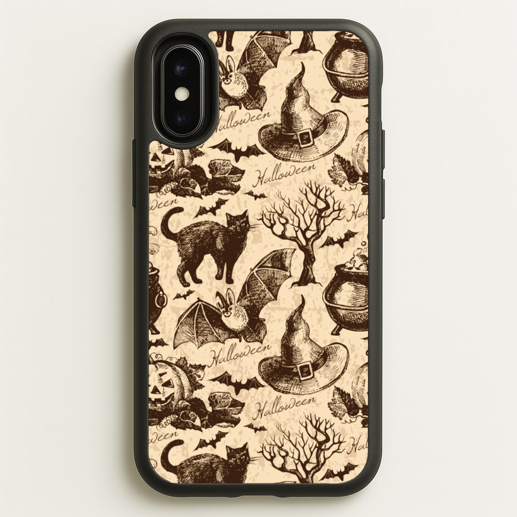 Vintage Halloween Pattern  -  Phone Case for iPhone X / XS