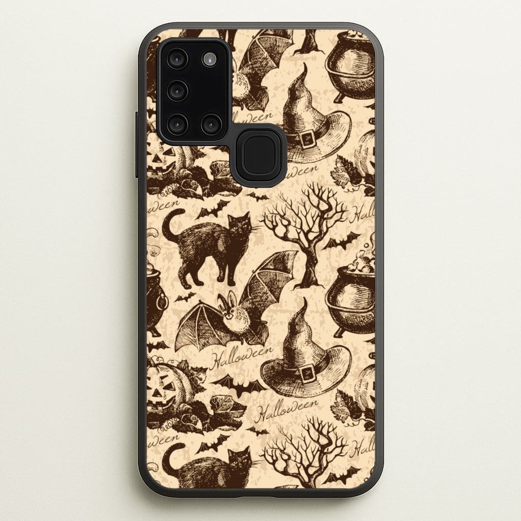 Vintage Halloween Pattern  -  Phone Case for Galaxy A21s