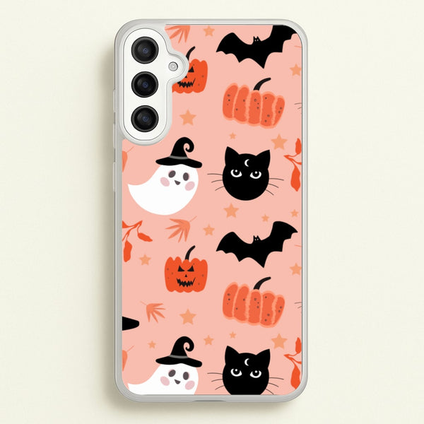 Pretty Pink Halloween Pattern  - Halloween Phone Case for Galaxy A34