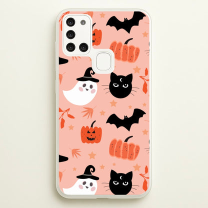 Pretty Pink Halloween Pattern  - Halloween Phone Case for Galaxy A21s
