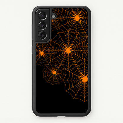 Orange Spider Web  - Halloween Phone Case for Galaxy S21 Plus