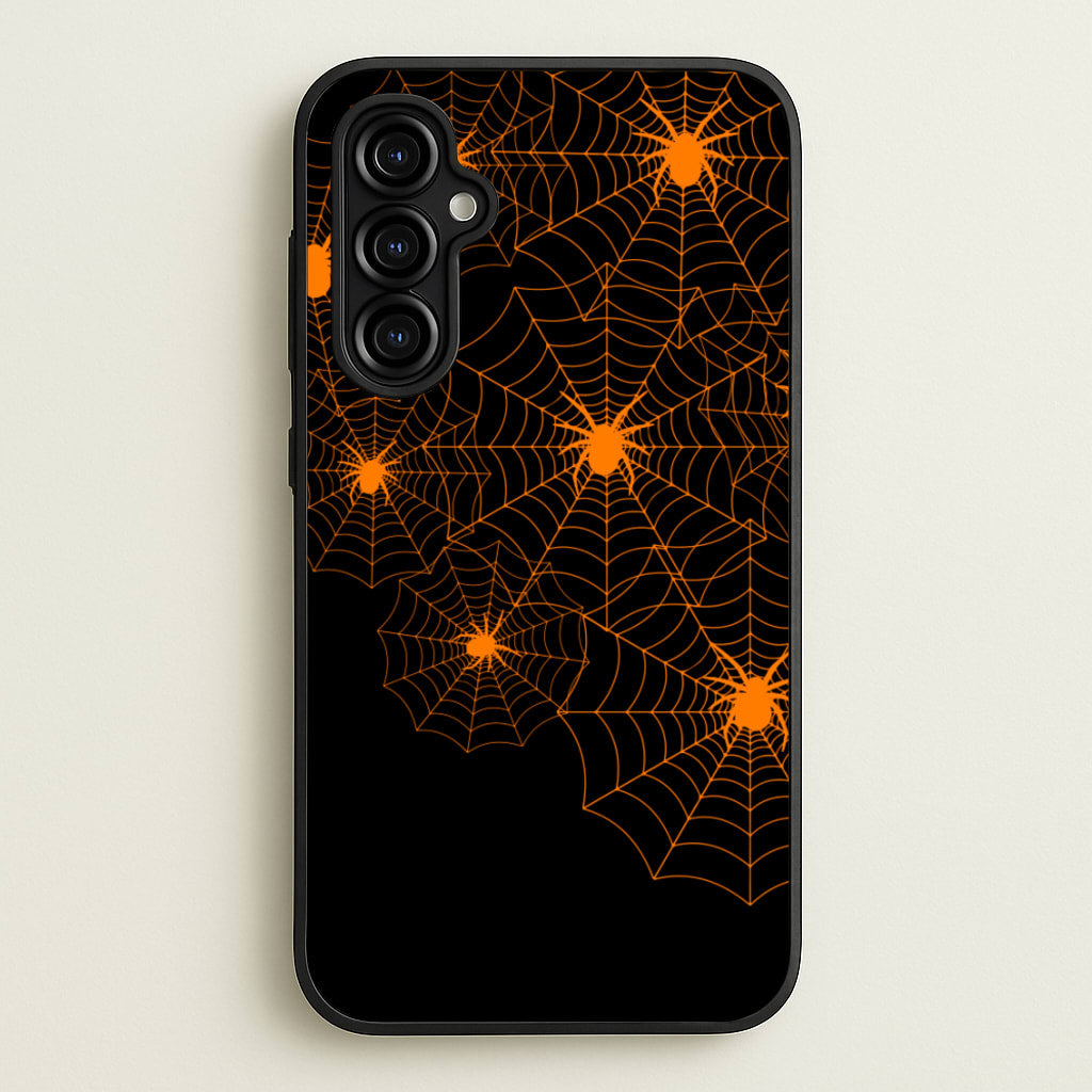 Orange Spider Web  - Halloween Phone Case for Galaxy A54
