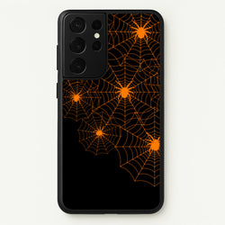 Orange Spider Web  - Halloween Phone Case for Galaxy S21 Ultra