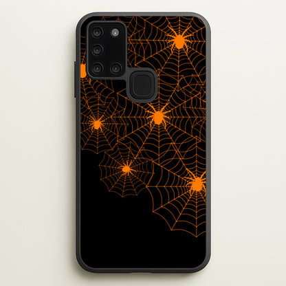 Orange Spider Web  - Halloween Phone Case for Galaxy A21s