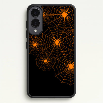 Orange Spider Web  - Halloween Phone Case for Galaxy S25 Edge