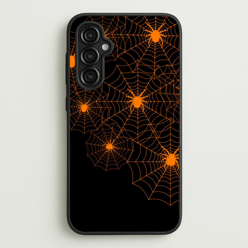Orange Spider Web  - Halloween Phone Case for Galaxy A14