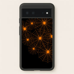 Orange Spider Web  - Halloween Phone Case for Google Pixel 6