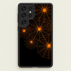 Orange Spider Web  - Halloween Phone Case for Galaxy S22 Ultra