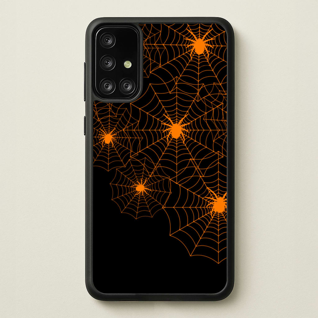 Orange Spider Web  - Halloween Phone Case for Galaxy A71