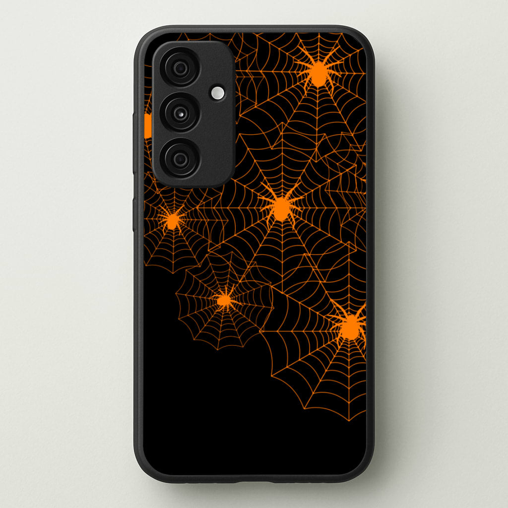 Orange Spider Web  - Halloween Phone Case for Galaxy A35