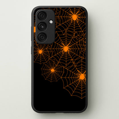 Orange Spider Web  - Halloween Phone Case for Galaxy A35