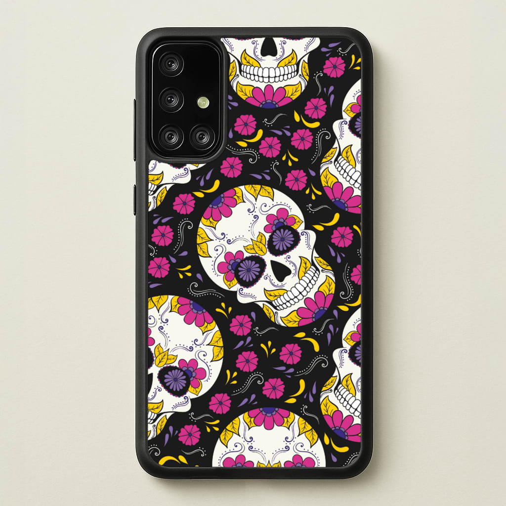 Calavera Pattern - Halloween  - Halloween Phone Case for Galaxy A71