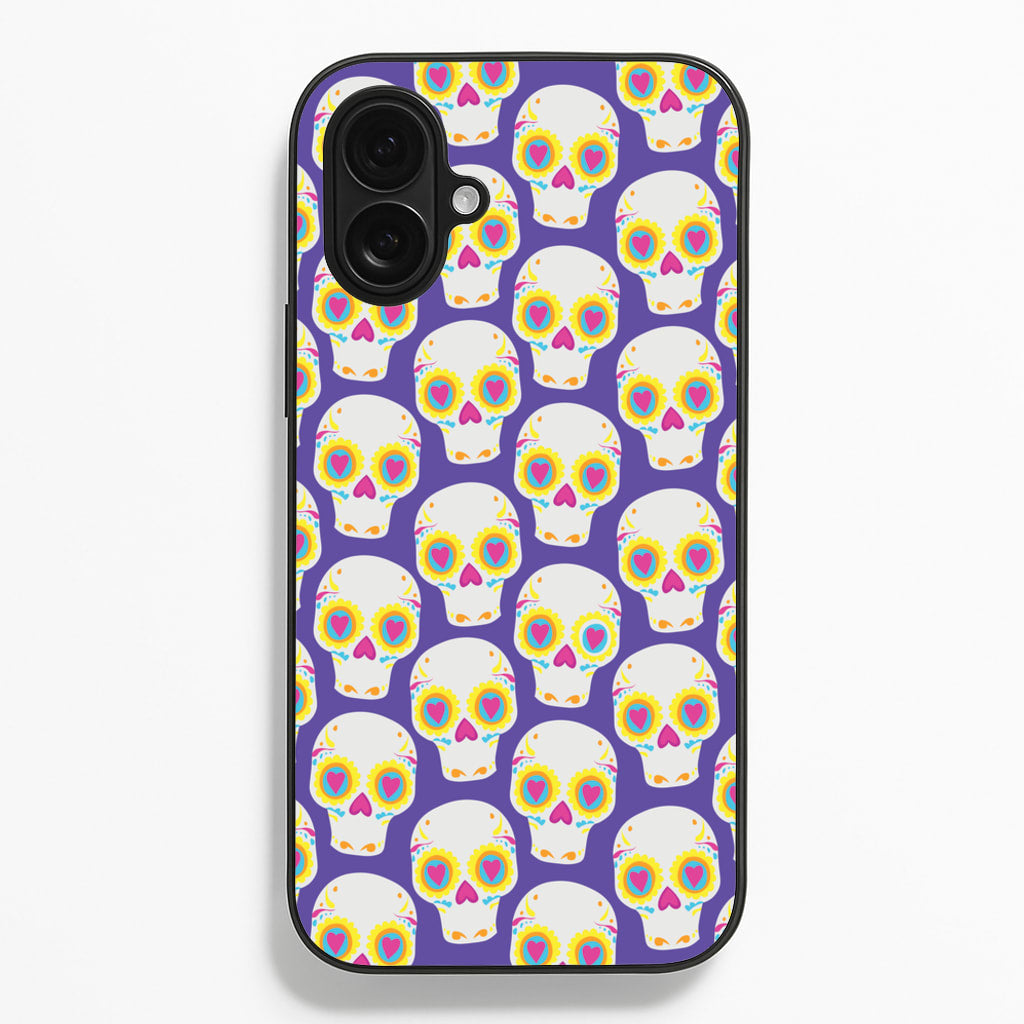 Skull Pattern - Halloween  - Halloween Phone Case for iPhone 16 Plus