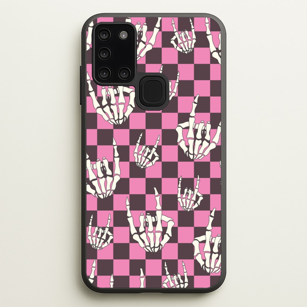 Rock On Skeleton  - Halloween Phone Case for Galaxy A21s