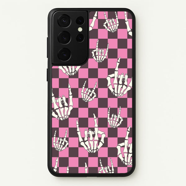 Rock On Skeleton  - Halloween Phone Case for Galaxy S21 Ultra