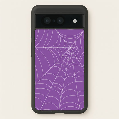 Purple Cobweb Pattern  - Halloween Phone Case for Google Pixel 8