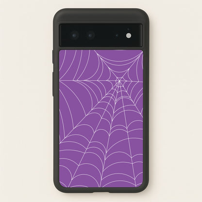 Purple Cobweb Pattern  - Halloween Phone Case for Google Pixel 6