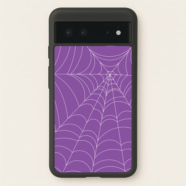 Purple Cobweb Pattern  - Halloween Phone Case for Google Pixel 6