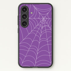 Purple Cobweb Pattern  - Halloween Phone Case for Galaxy S24