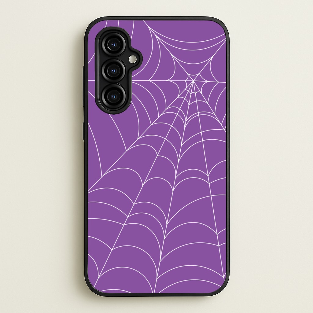 Purple Cobweb Pattern  - Halloween Phone Case for Galaxy A54