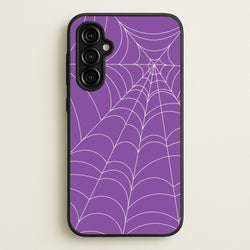 Purple Cobweb Pattern  - Halloween Phone Case for Galaxy A54
