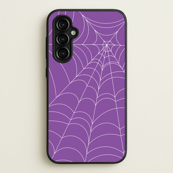 Purple Cobweb Pattern  - Halloween Phone Case for Galaxy A54