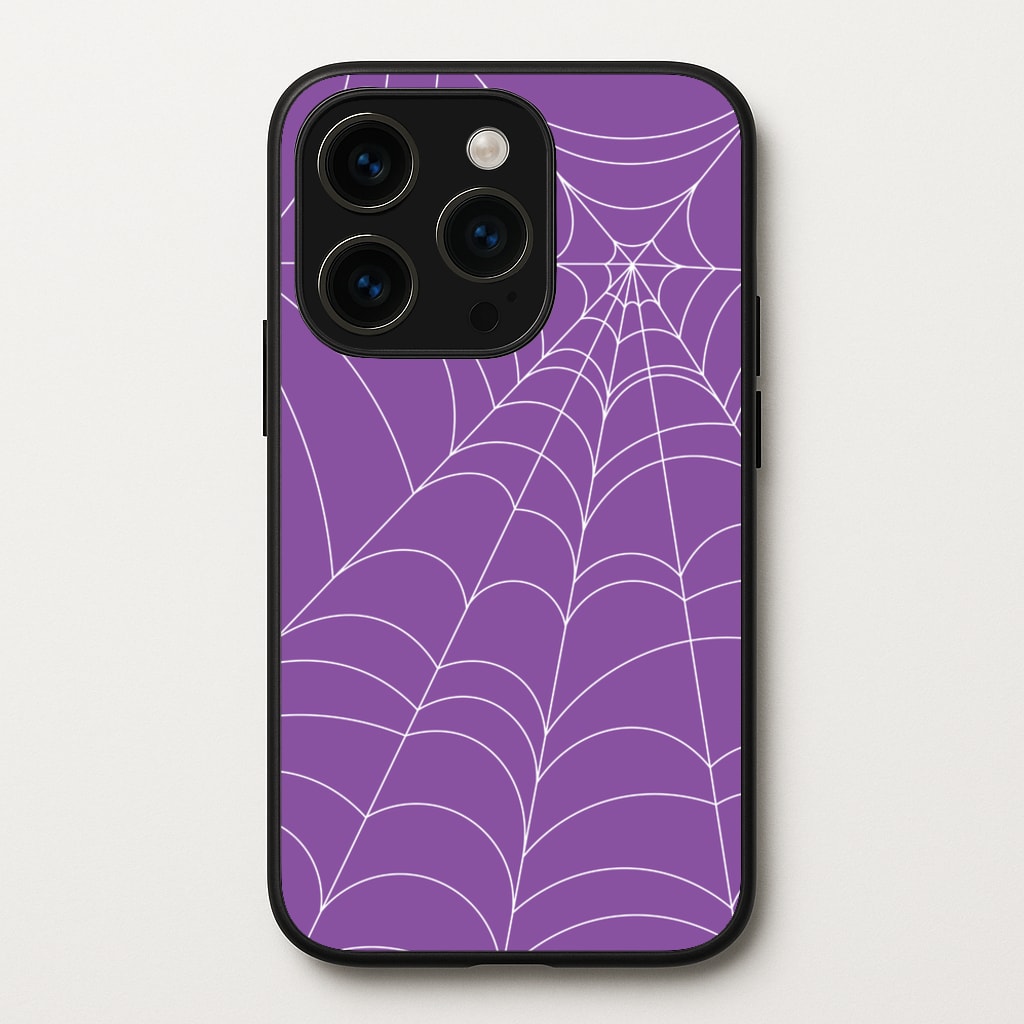 Purple Cobweb Pattern  - Halloween Phone Case for iPhone 14 Pro
