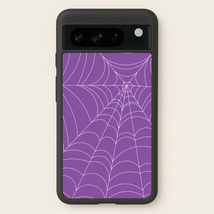Purple Cobweb Pattern  - Halloween Phone Case for Google Pixel 8 Pro