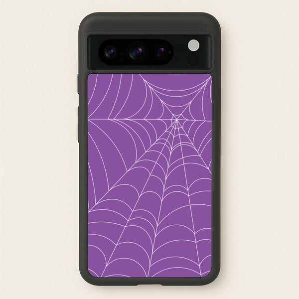 Purple Cobweb Pattern  - Halloween Phone Case for Google Pixel 8 Pro