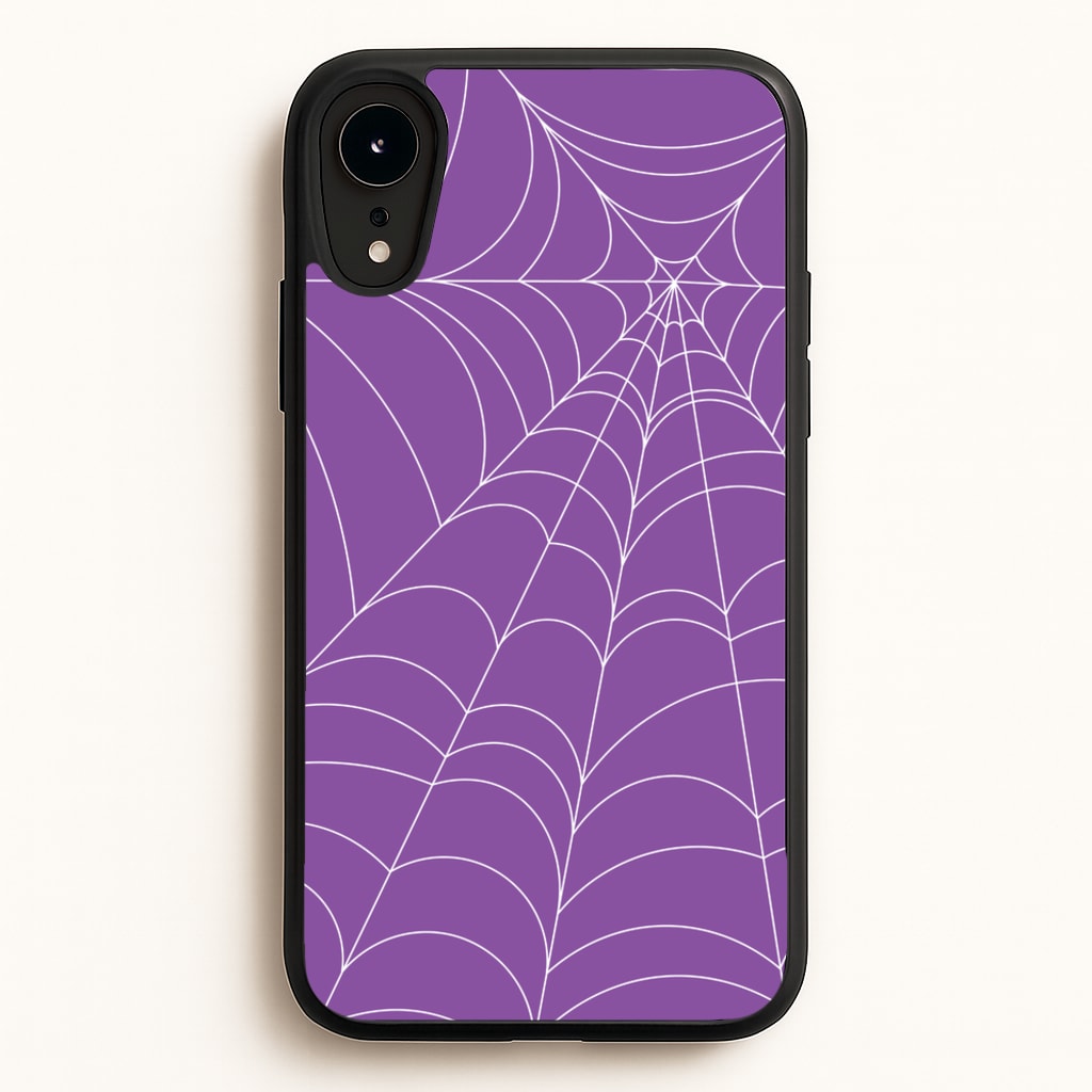 Purple Cobweb Pattern  - Halloween Phone Case for iPhone XR