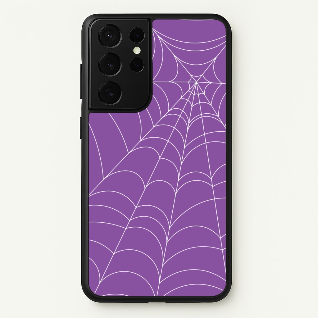 Purple Cobweb Pattern  - Halloween Phone Case for Galaxy S21 Ultra