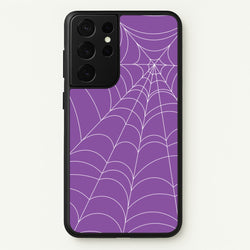 Purple Cobweb Pattern  - Halloween Phone Case for Galaxy S21 Ultra